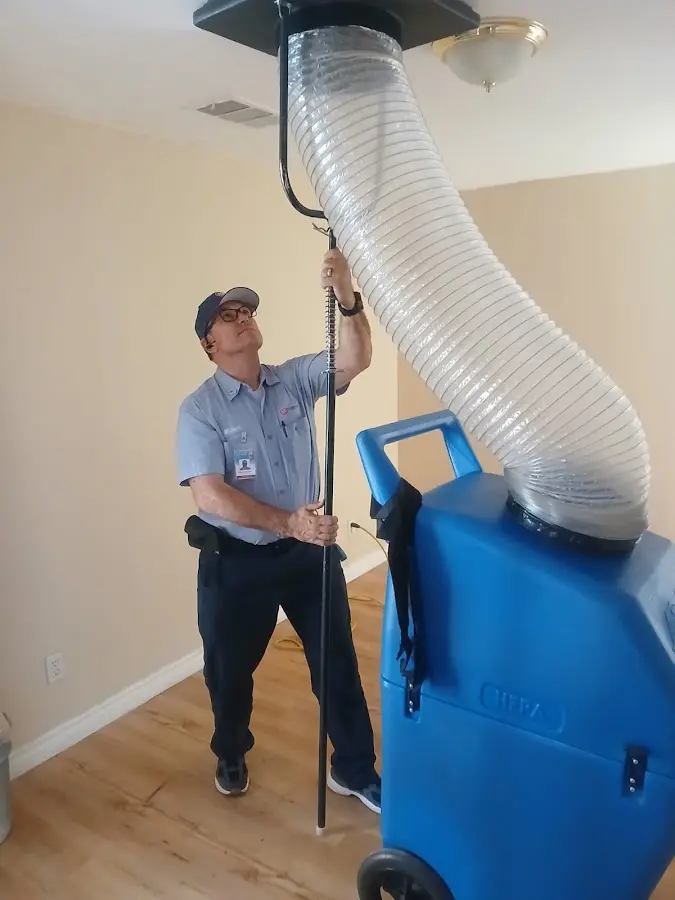 Mini Split Installation technician using HEPA equipment in Victorville